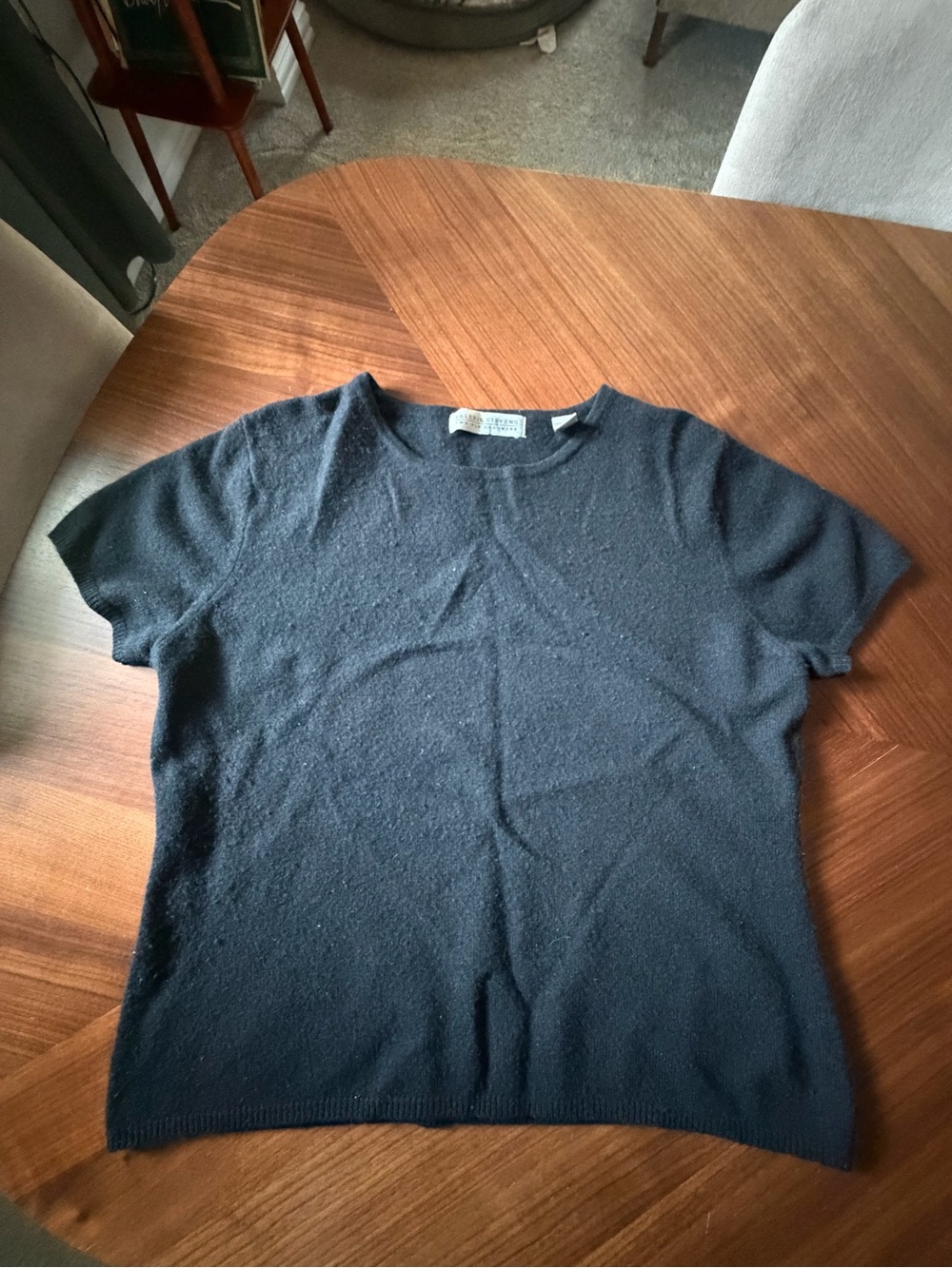 Valerie Stevens Black Two-Ply Cashmere Sweater
